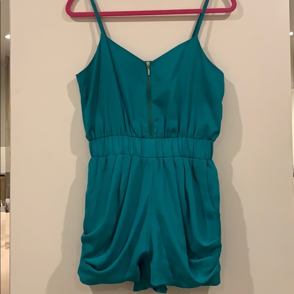 Teal Romper with zipper and pockets - Picture 2 of 4